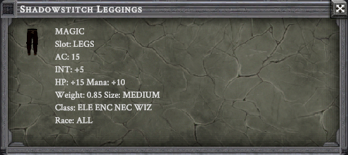 SHADOWSTITCH LEGGINGS in-game item card